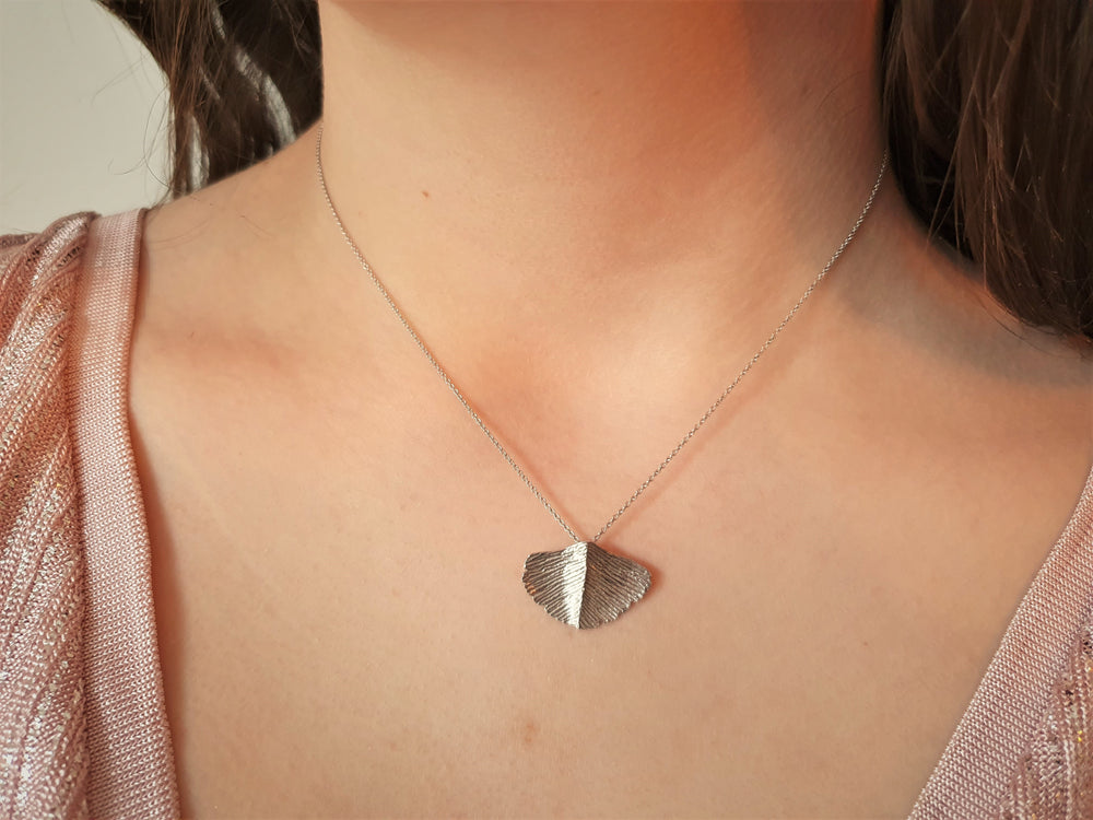 Silver Gingko Leaf Necklace
