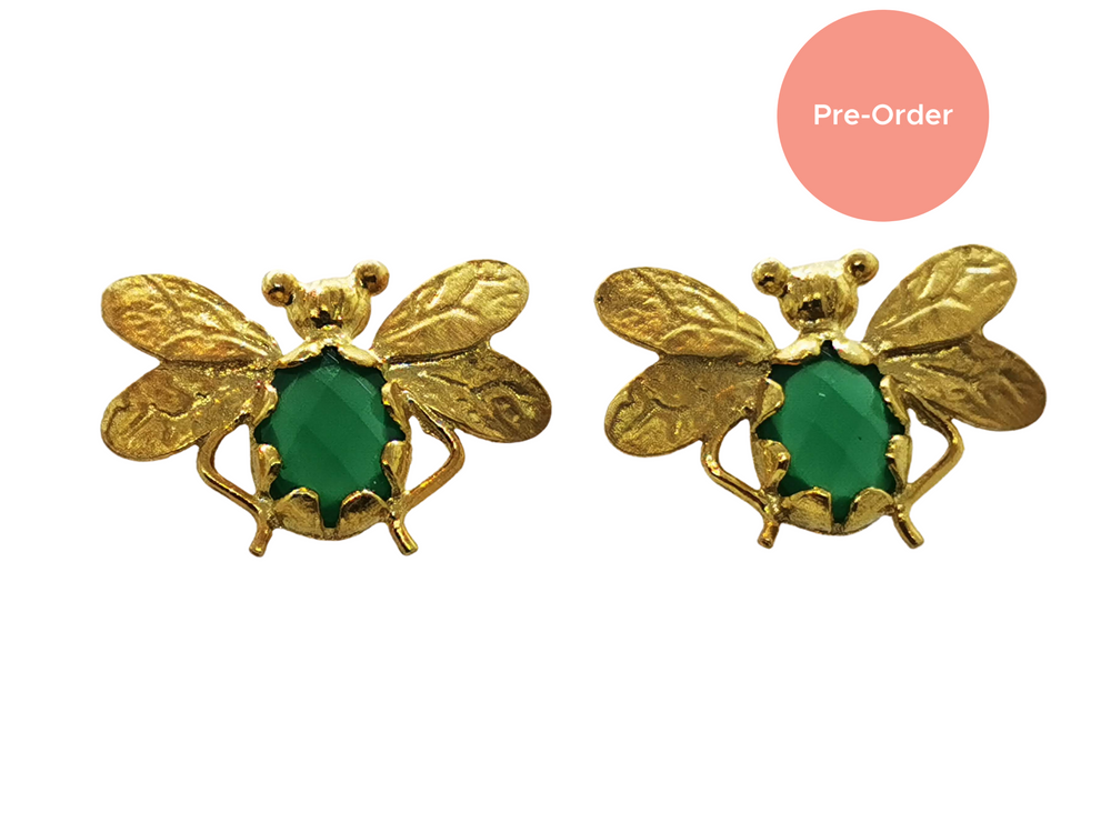 
                
                    Load image into Gallery viewer, Emerald Bee Earring
                
            