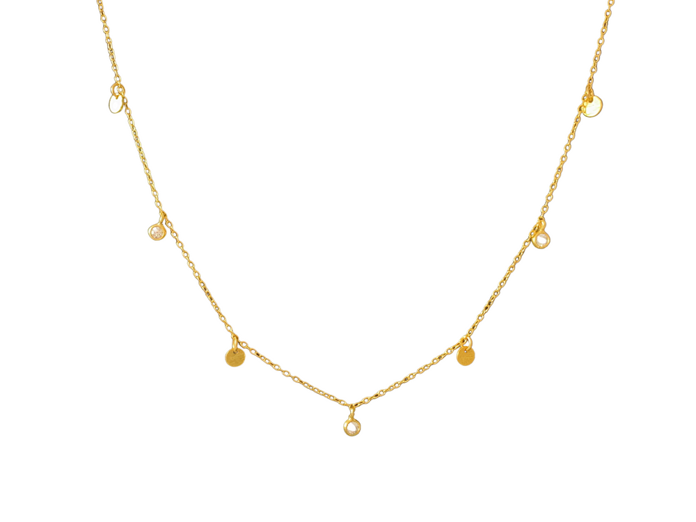 CZ & Gold Disc Layering Necklace