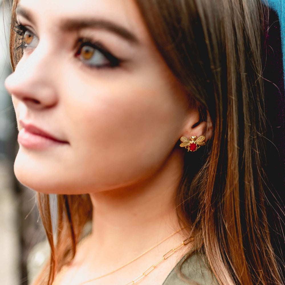 Ruby Bee Earring