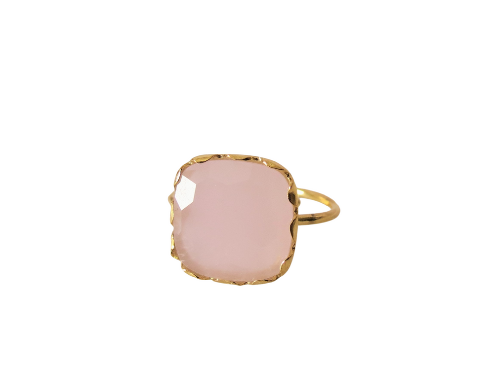 
                
                    Load image into Gallery viewer, Blush Pink Square Stone Ring
                
            