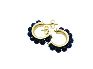 
                
                    Load image into Gallery viewer, Small Hoop With Navy Quartz
                
            