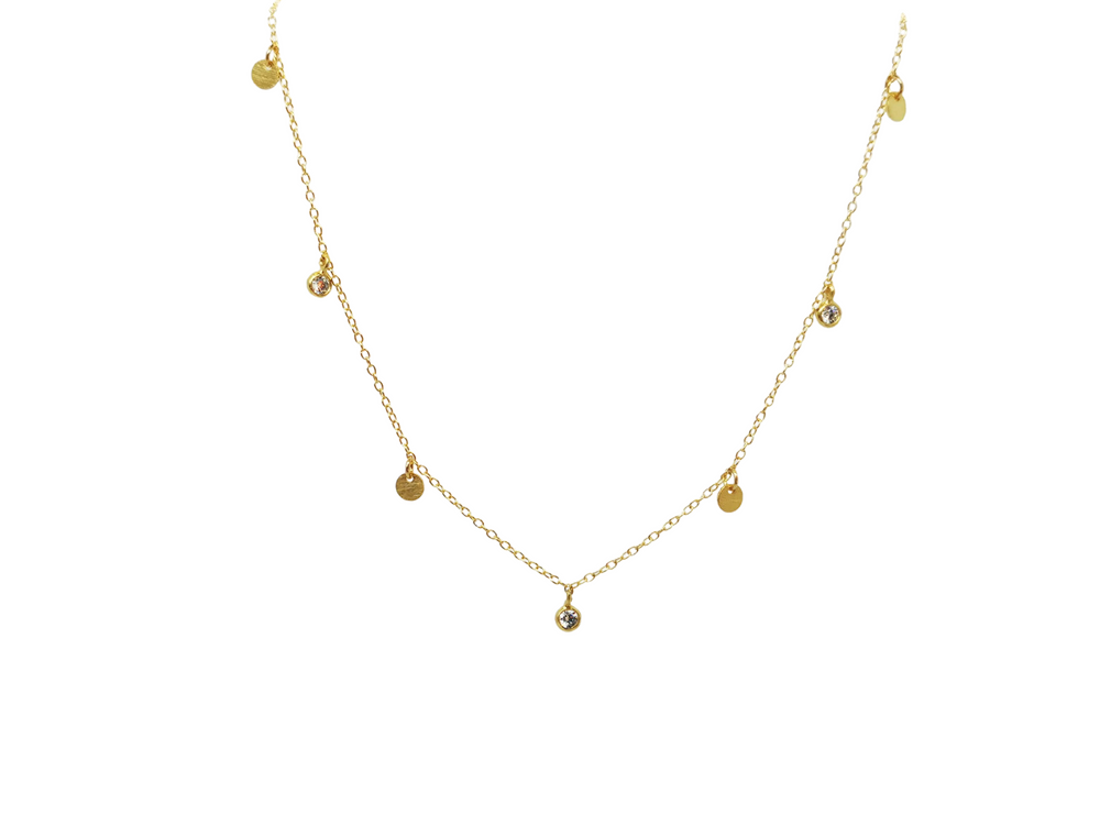CZ & Gold Disc Layering Necklace