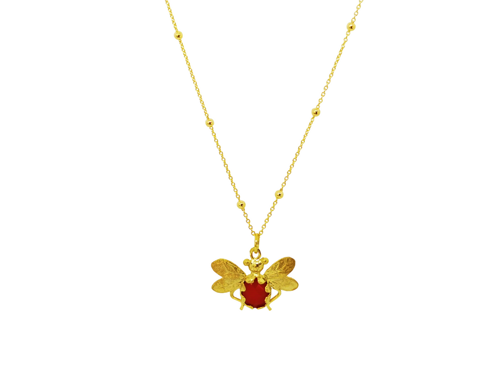 Ruby Bee Bobble Necklace