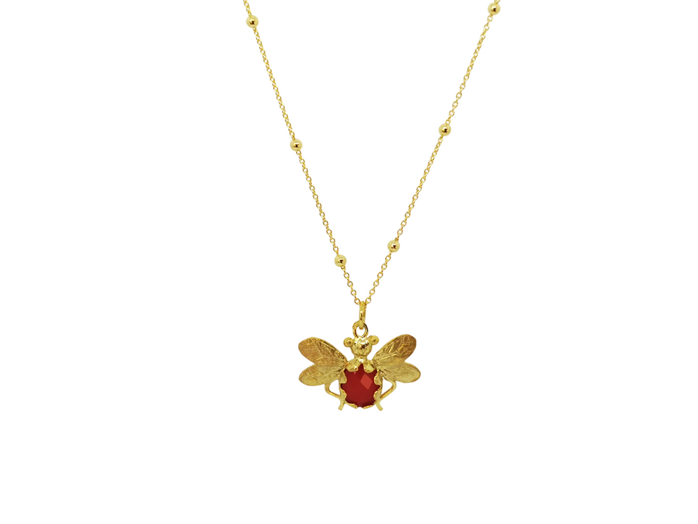 Ruby Bee Bobble Necklace