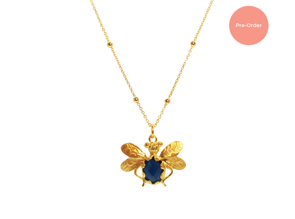 Navy Bee Bobble Necklace