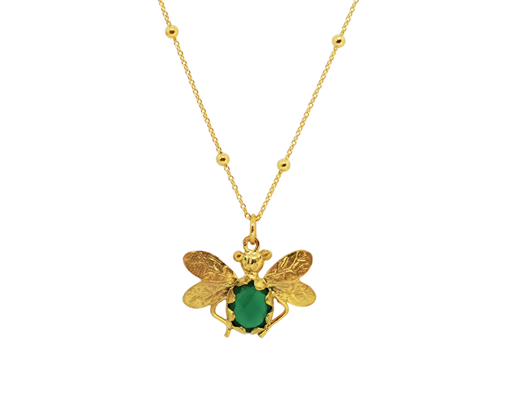 Emerald Bee Bobble Necklace