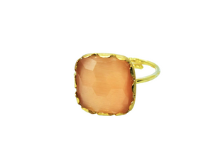 Pink Champagne Square Stone Ring