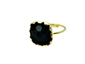 
                
                    Load image into Gallery viewer, Midnight Black Square Stone Ring
                
            